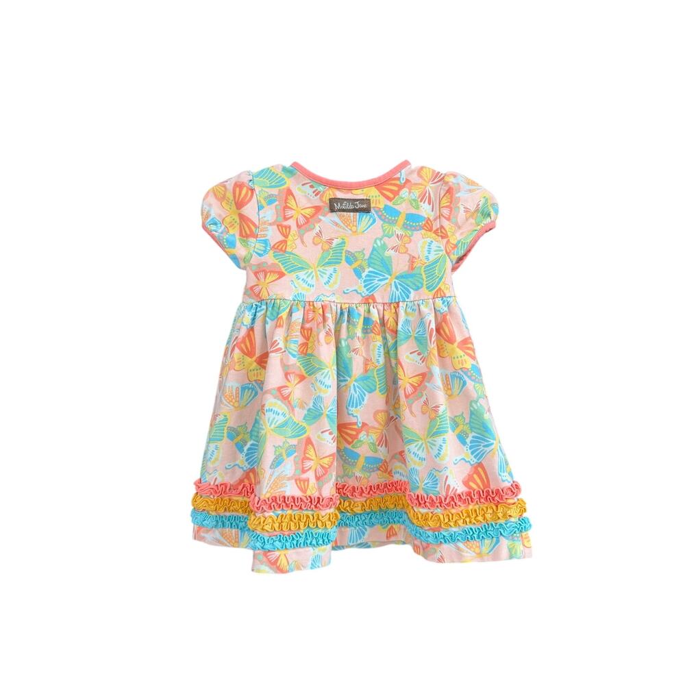 Matilda Jane Butterfly Print Ruffle Lap Dress 6-12 M - Picture 3 of 4